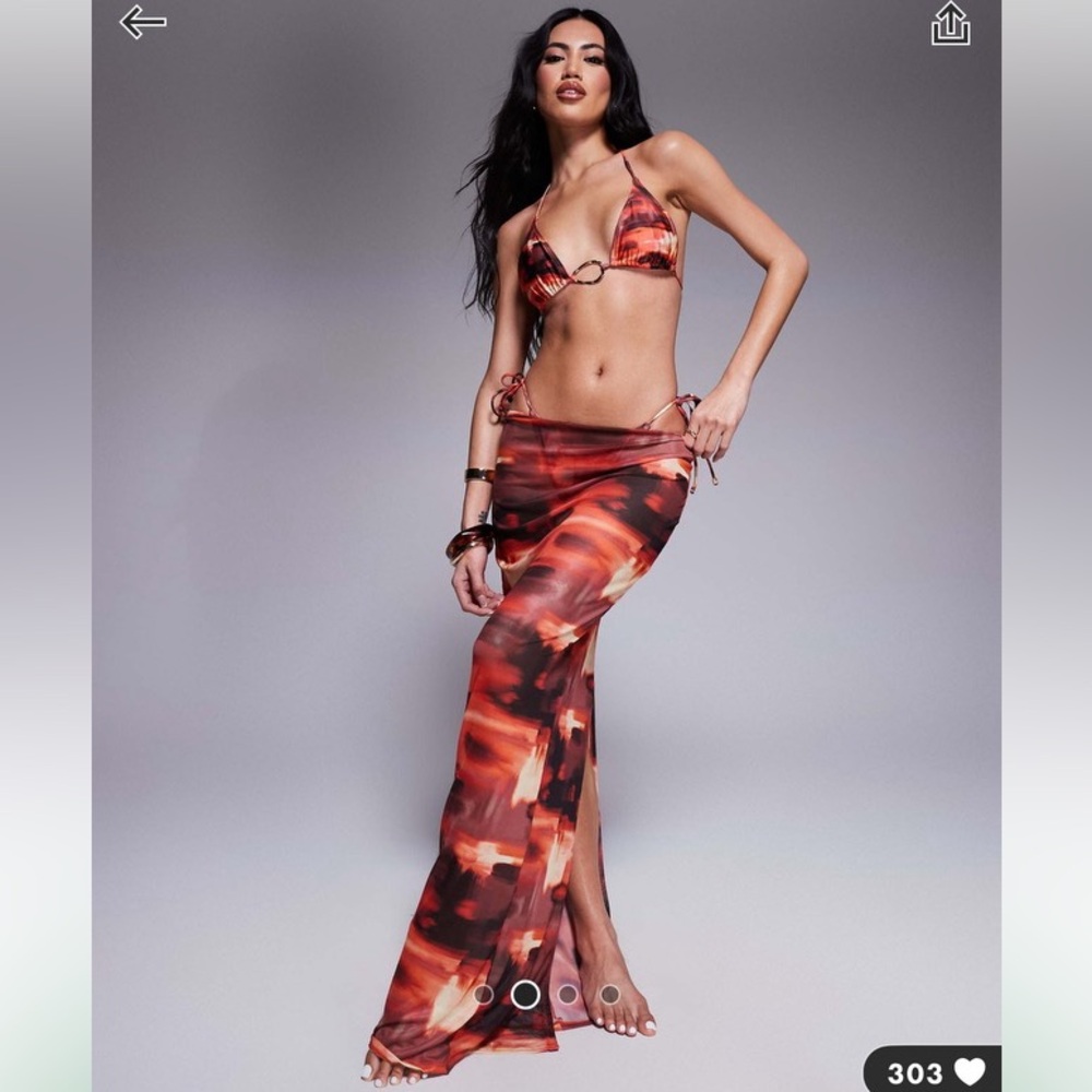 South Beach (ASOS)Women's Orange Tie-Dye Bikini 3 Piece Set